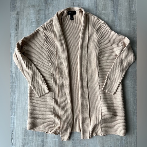 Forever 21 Sweaters - FOREVER 21 Beige Open Front 3/4 Sleeve Cardigan Size Small